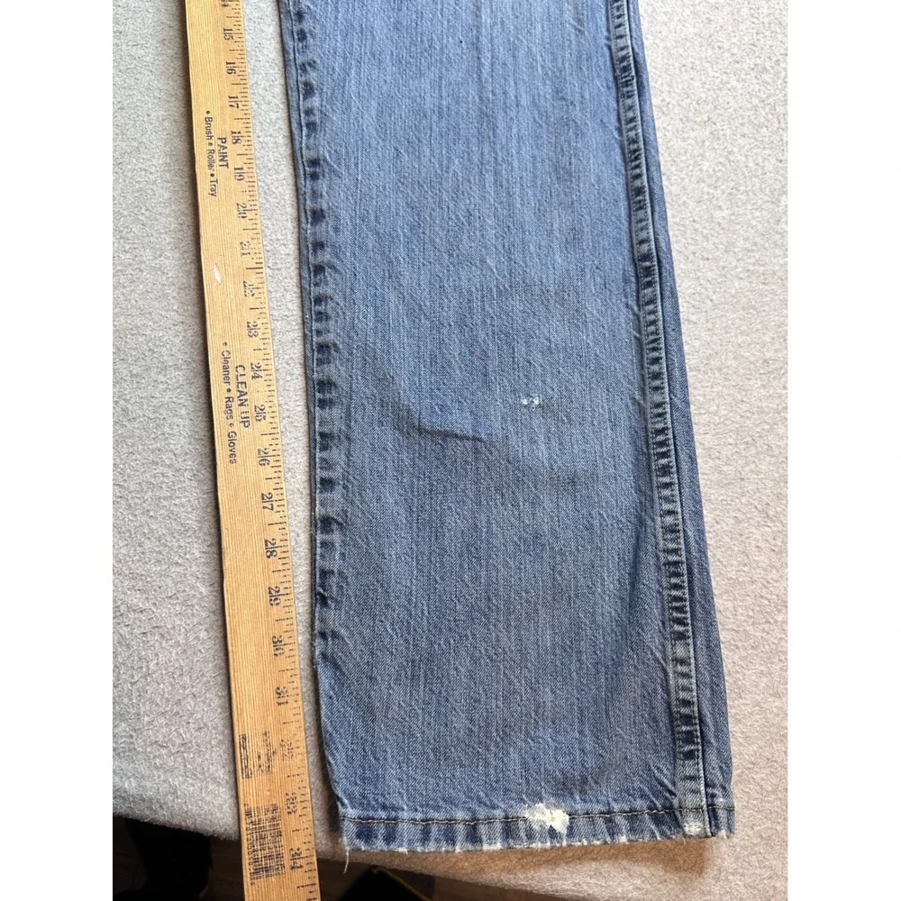 Wrangler PBR Straight Leg Jeans Mens 38x36‎ (37x34) Light Wash Denim Distressed